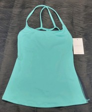 Capezio Strappy Camisole Aqua Blue Spaghetti Straps Mesh Polka-Dot Back SZ SA