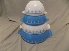 Vintage Pyrex Snowflake Garland Blue/White Cinderella Mixing Bowl Set of 4