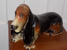 Vintage Basset Hound Hard Plastic Bank