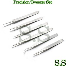 6 pcs All Purpose Precision Tweezer Set Stainless Steel Anti Static Tool Kit