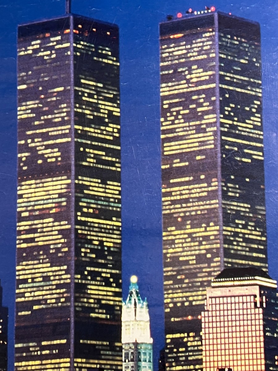 【ヴィンテージ】光る！ニューヨークEternal Twin Towers 額装 New York City Skyline TWIN TOWER'S Lighted Framed Picture
