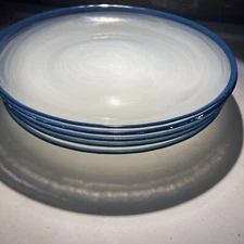 Artistic Accents Light Blue White Swirl Glass Plates Turkish Glass set of 5