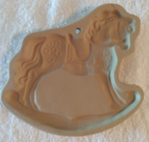 Vintage Brown Bag Cookie Art 1984 Rocking Horse Clay Cookie Mold