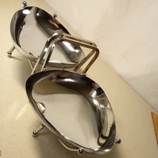 Mid Century Modern Chrome Metal 3 peice Serving Tray (Bowls are removable)