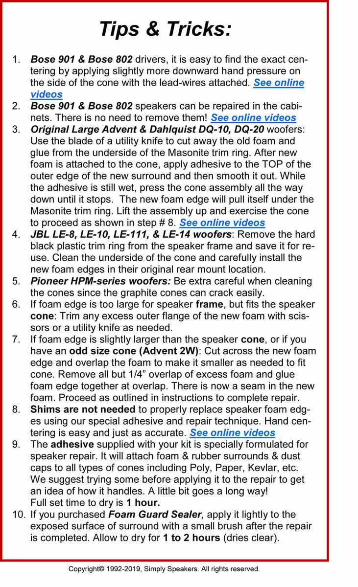 Advent Heritage - Kit 4 Sospensioni Di Ricambio Ribordatura Woofer - Foto 2
