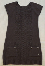 Guess Girls Sweater Dress Size M 10/12 Gray Cable Knit Short Sleeves Pockets