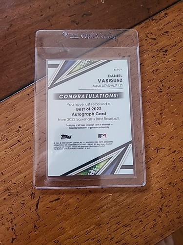 2022 Bowmans Best Blue Refractor/150 Daniel Vazquez Autograph - Picture 2 of 2