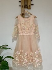 NWT Chi Chi London Penny Princess Embroidered Pink Net Mesh Prom Dress Size 12