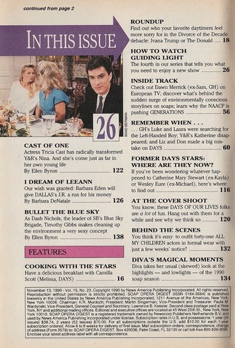 Soap Opera Digest Nov 13 1990 SUSAN SEAFORTH HAYES-25 YEARS of DAYS OF OUR LIVES - Foto 3 di 3