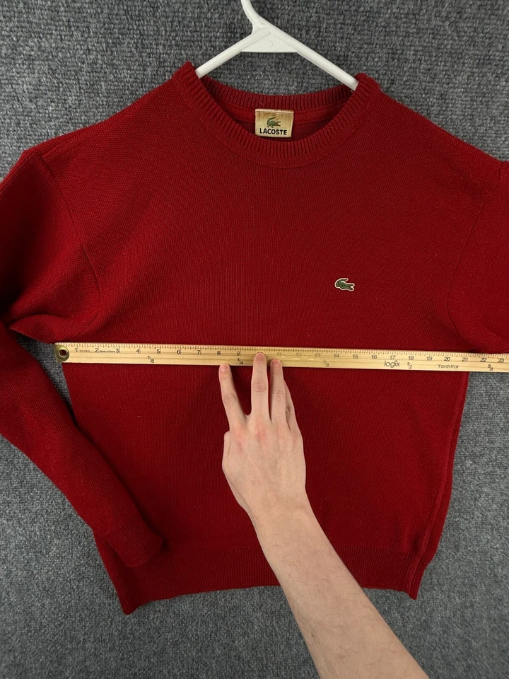 Suéter tejido Lacoste para hombre logotipo de cocodrilo adulto talla 4 rojo cuello redondo mezcla de lana acrílico Foto 4 de 4