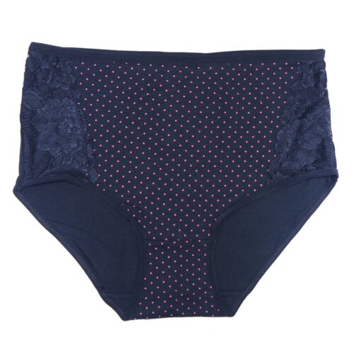 4x Damen Höschen Baumwolle Slip Dessous Spitze gepunktet Übergröße UK 8-18 5802 - Bild 3 von 8