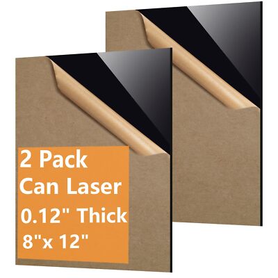 2-Pack Black Acrylic Sheets 8x12x1/8    Laser Cutting & Craft Material
