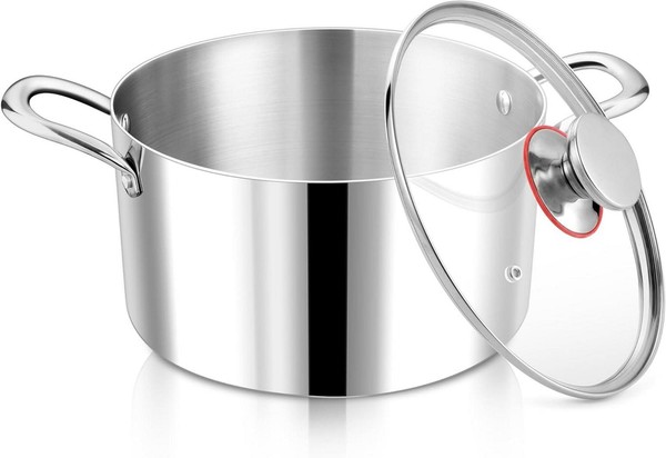 Joyfair 24Cm 3-Lagiger Edelstahl Nudeltopf Mit Glasdeckel 5,6L Induktion-image