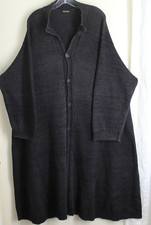 Eskandar O/s Black Denim Spectacular 48" Long Sweater Coat Duster Jacket