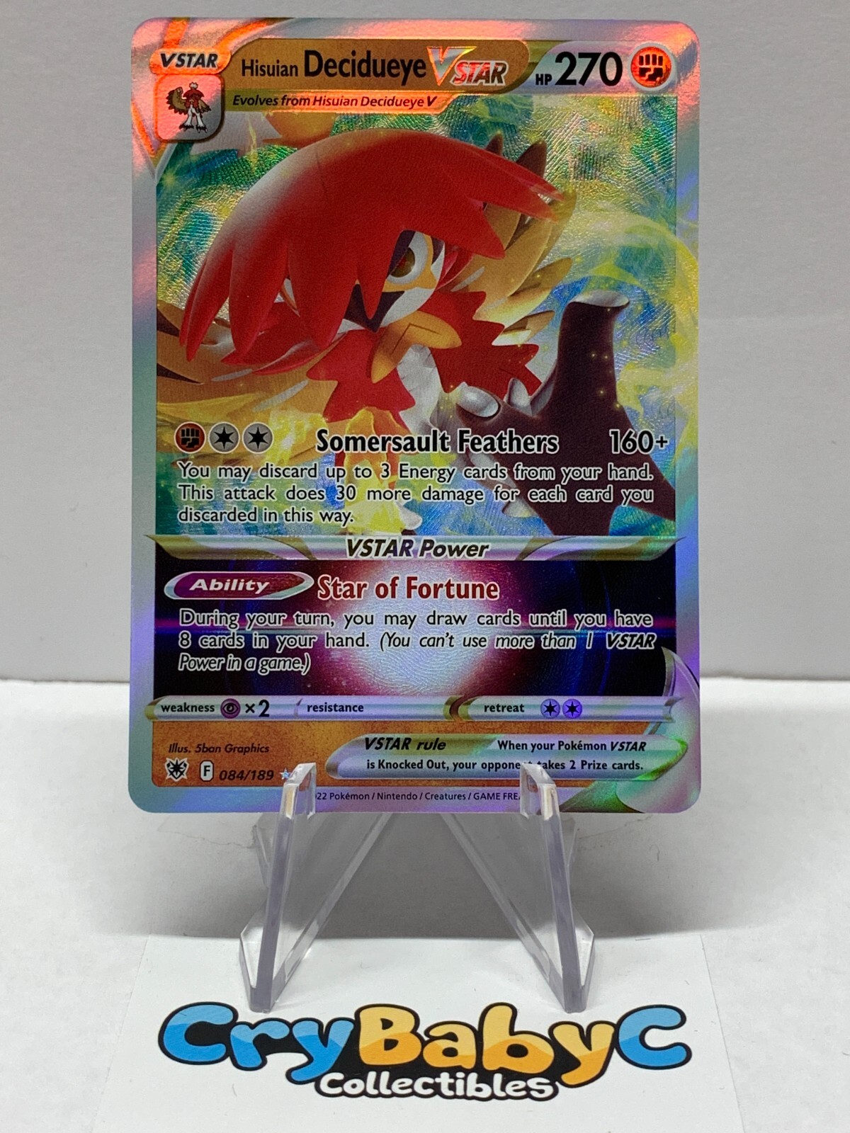 Pokemon Hisuian Decidueye VSTAR 084/189 Astral Radiance SWSH ULTRA RARE
