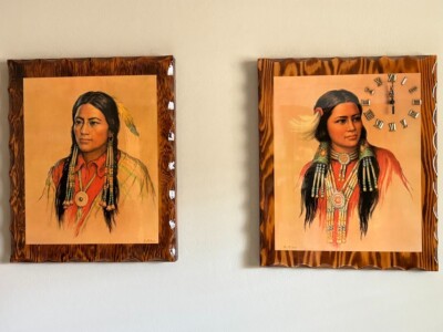 Vtg. Native American Wood Plaques 20 x 24'' B. McIvor Kiowa-Apache Sioux-Cheyenne