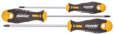 Felo 3pc Ergonic Square Robertson Screwdriver Set #1 #2 #3 Comfort Grip Handle