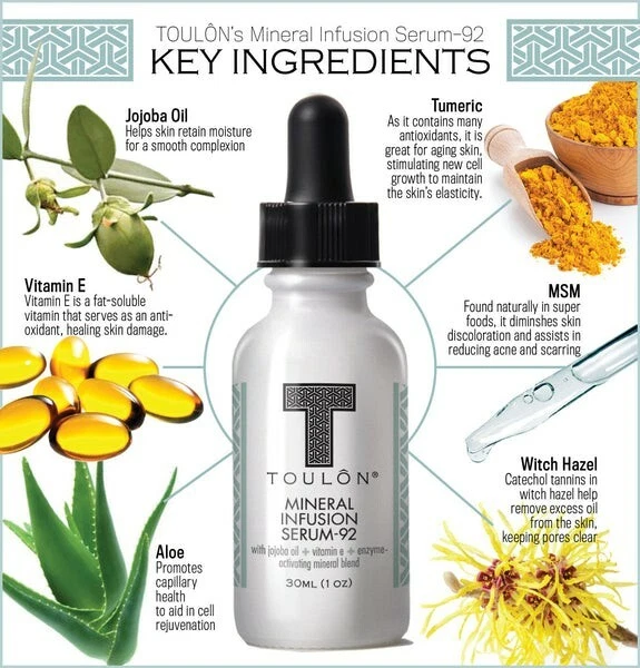 Suero para infusión mineral Toulon - 92 aceite de jojoba enzima activadora antienvejecimiento 1 OZ Foto 2 de 4