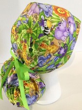 Jungle Animals Medical Ponytail Pouch Surgery Scrub Cap Hat Anesthesiologist