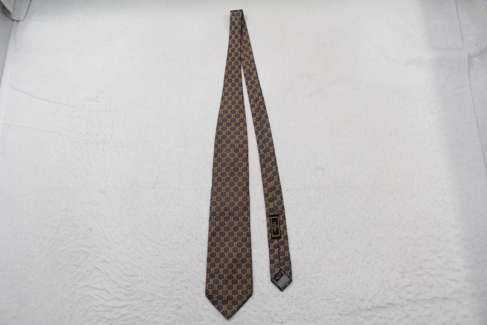 Corbata Fendi 100% seda hecha en Italia eslabón de cadena de lujo talla única 58" x 4" Foto 4 de 4