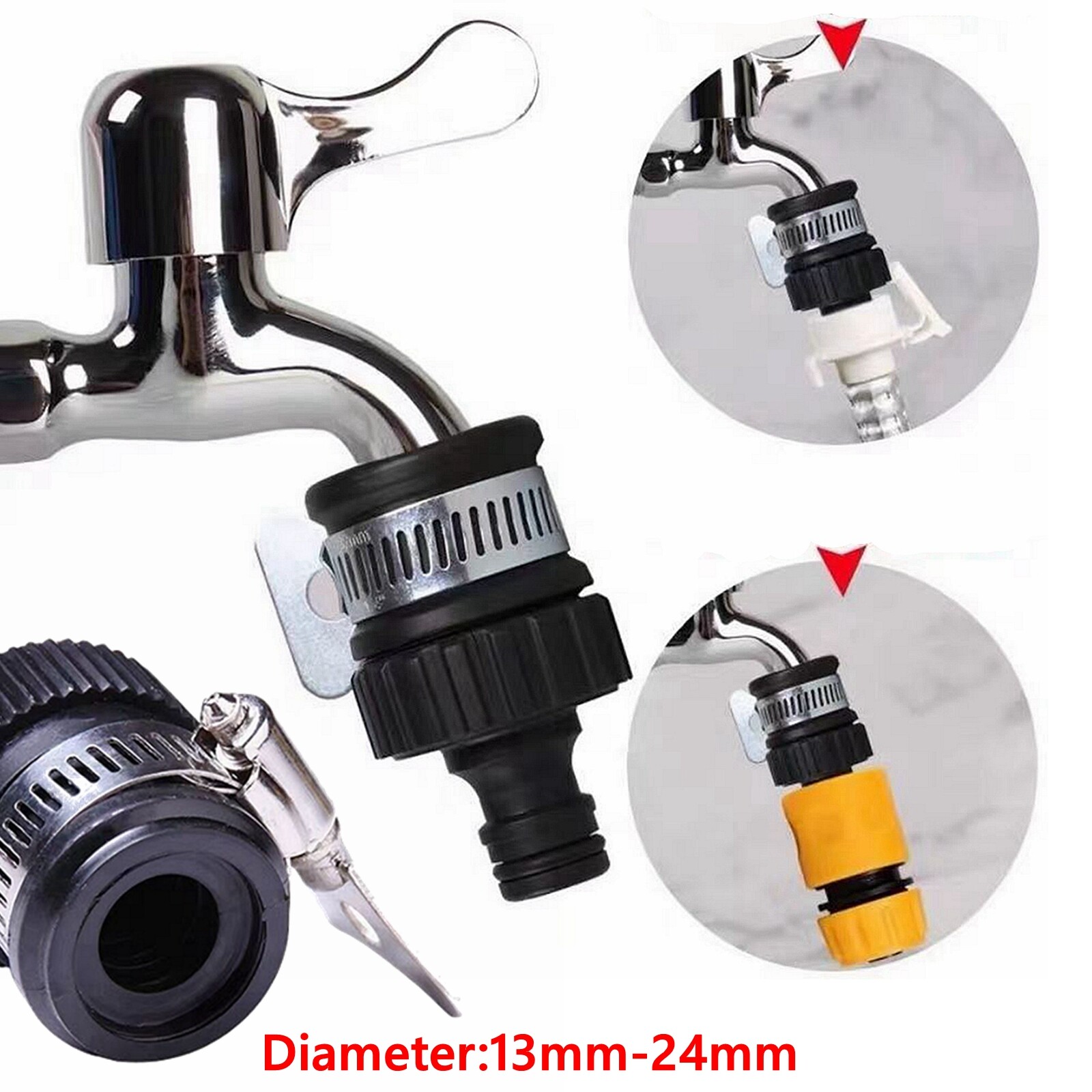 Universal Tap Connector Adapter Kitchen Tap Mixer Clamp Garden Hose