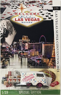 White Kool Kombi Custom Hot Wheels 2024 Las Vegas Convention Supreme w/RR