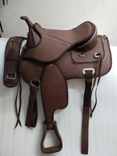 Synthetic Western Style Brown Treeless Horse Tack Saddle sizes 15" With Panel