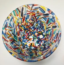 Pier 1 Confetti Multi-Color Flared Glass Serving Bowl