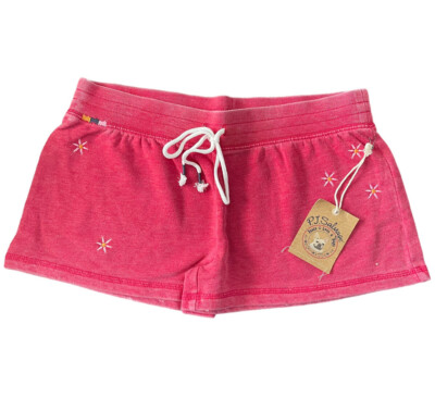 PJ SALVAGE XS Light Red Embroidered Distressed Sleep Lounge Shorts #PQ6