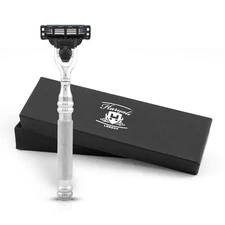 Stainless Steel 3 Razor with 3 Edge Razor's Leather Case for Men's