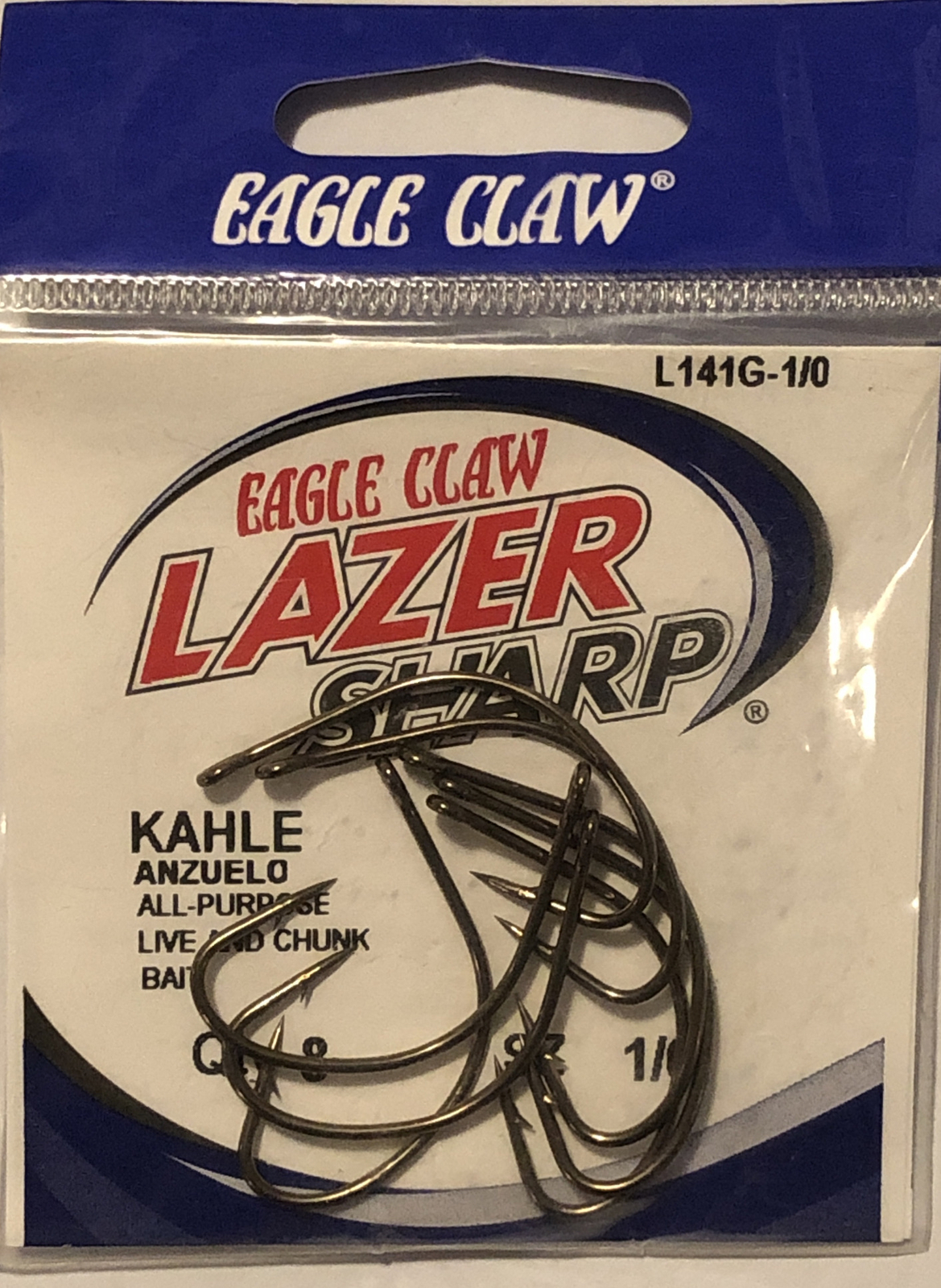 Eagle Claw Lazer Sharp Kahle Hook Offset 8pk 1/0 ( L141G1/0