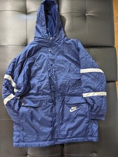 Vintage Nike Blue Insulated Puffer Parka Jacket Coat Big Swoosh L