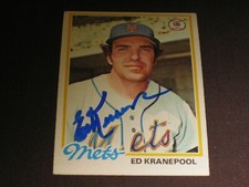 1969 NEW YORK METS WORLD SERIES CHAMPION ED KRANEPOOL AUTO  BASEBALL CARD COA 