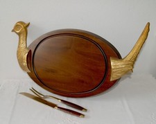 ATIK HOLZPLATE FASAN MIT MESSER UND GABEL FRANCE
