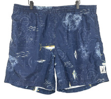 NAUTICA Swim Trunks Men's Size Large Blue Deep Sea Fishing Vacation Boating Lake