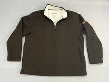 Orvis Mens 1/4 Zip Sweater Sz 2XL Sherpa Lined Brown Pullover Long Sleeve