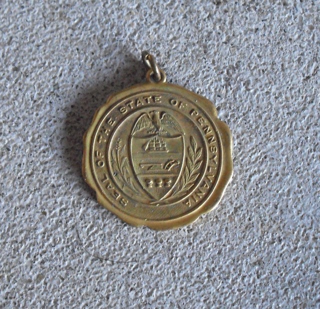 Unique Vintage 14K Gold Plated Pennsylvania State Seal Pendant eBay