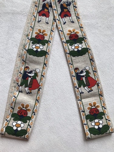 Vtg Folk Art Wall Hanging Tray Holder Signed Hill Scandinavian Dancing Couple - Picture 7 of 11