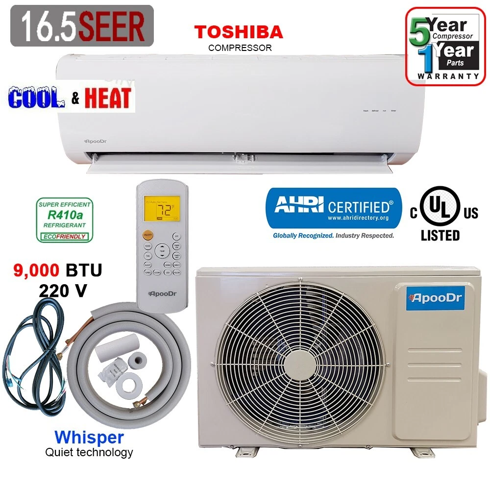 9000 BTU Mini Split 16.5 SEER INVERTER Ductless Air Conditioner Heat Pump  220V | eBay