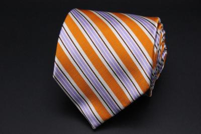 ALTEA MILANO Silk Cotton Tie. Orange Purple White & Brown Stripes. Made in Italy