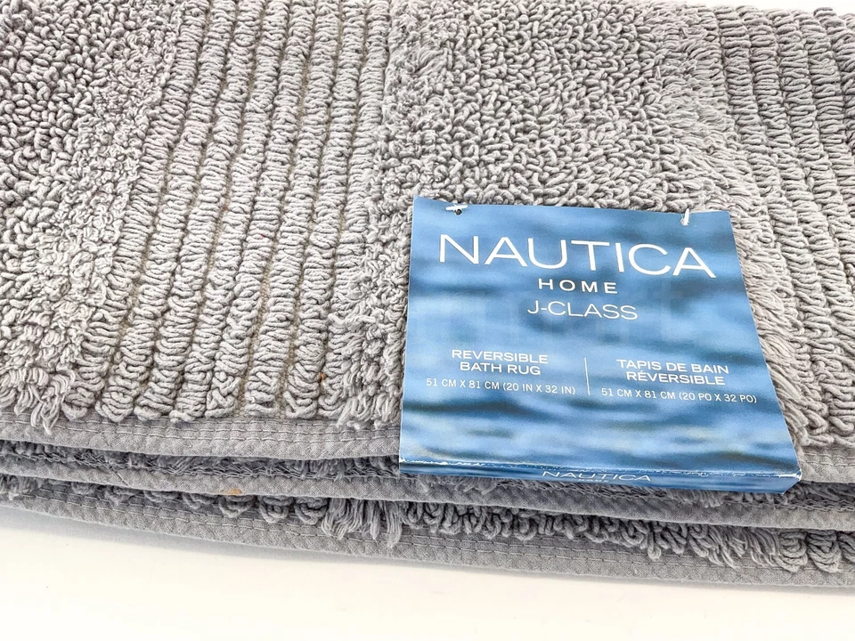 Alfombra de baño reversible Nautica clase J varias 100 % algodón gris tallas 20 pulgadas x 32 pulgadas Foto 4 de 4