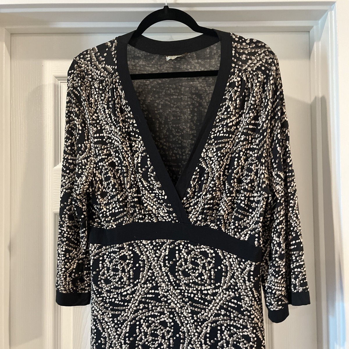 Athleta Long Sleeve Dress Women's M-L Viscose Fabric Stretch V-Neck Black  Design | eBay