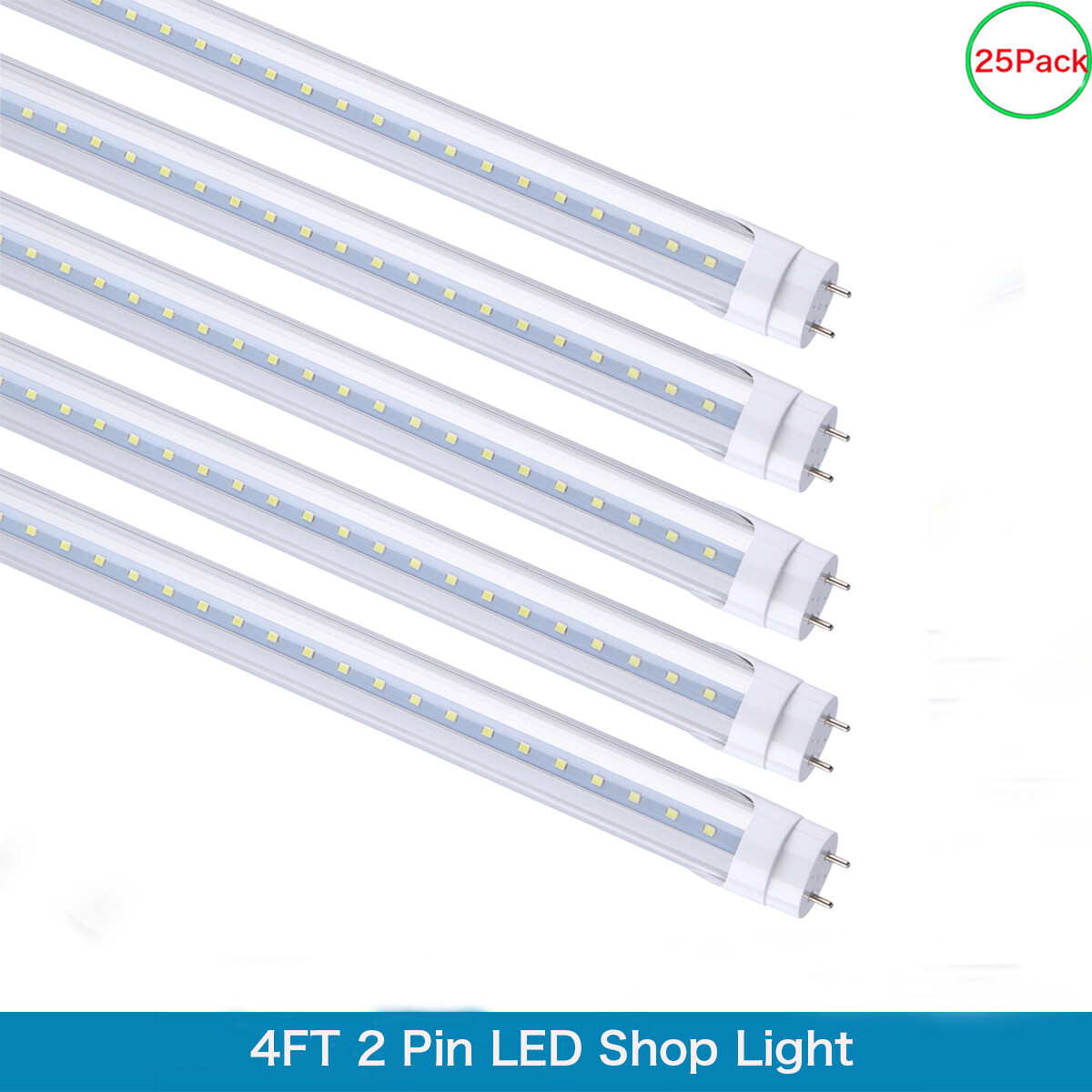 25Pack 4FT Led Tube Light 4 Foot T8 G13 2-Pin 22W Led Shop Light Garage Fixture