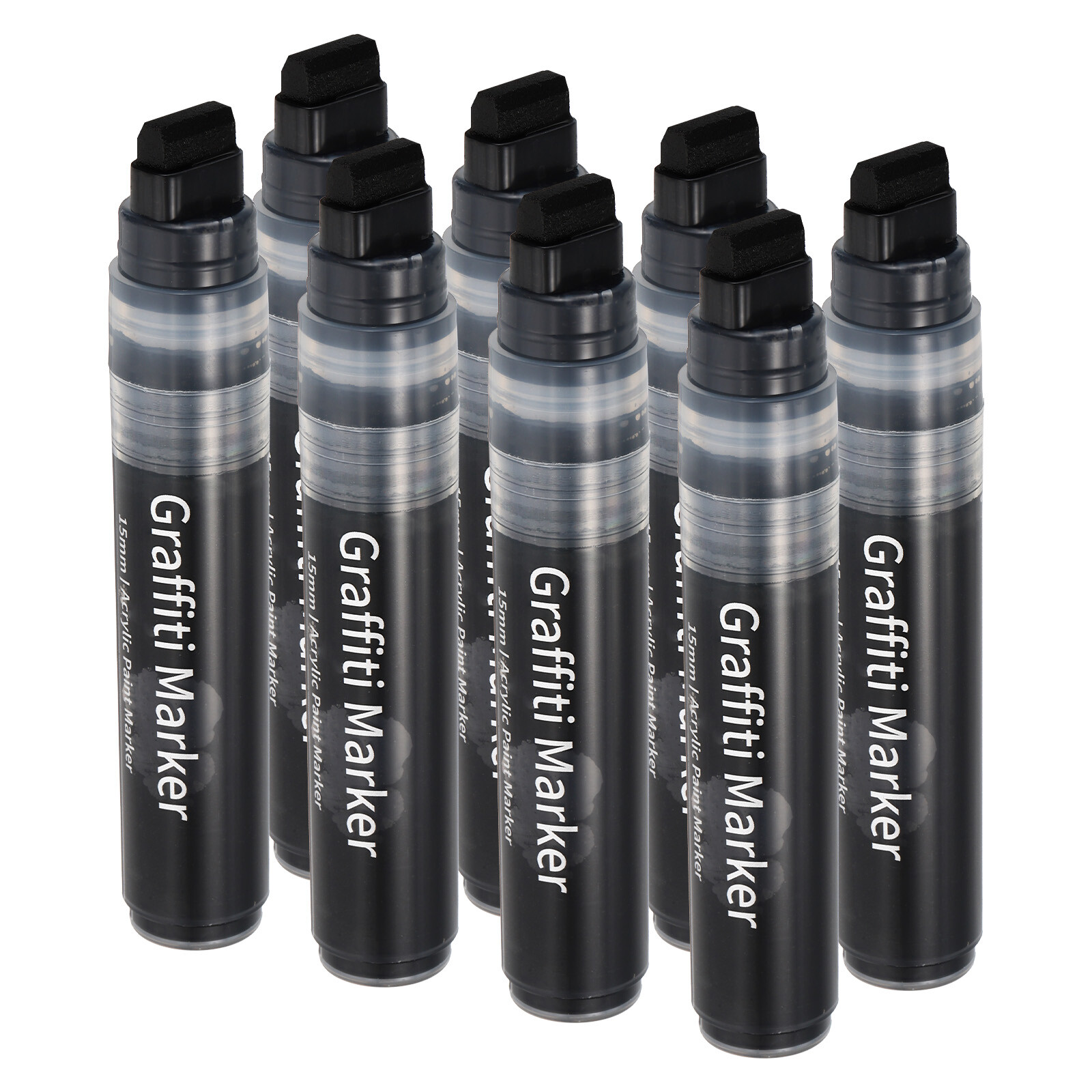 8 Pcs Graffiti Markers, 15mm Black Poster Markers Thick Acrylic Paint Pen