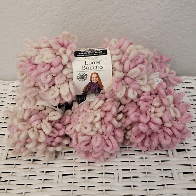LOOPS & THREADS LOOPS BOUCLES FINGER KNIT LOOP YARN  LOT OF 4 SKEINS ROSE NEW