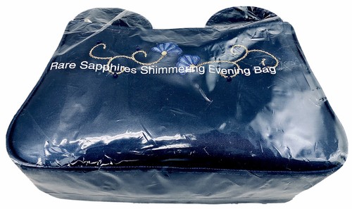 Borsa da sera vintage rara Avon zaffiro blu scintillante elegante NUOVA sigillata - Foto 4 di 5