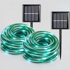 Solar Christmas Lights Outdoor, 2 Pack Each 33ft 100 LED Green and White Cand...