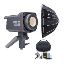 amaran COB 200x S Bi Color LED Monolight w Light Dome Mini III and Accessory Kit