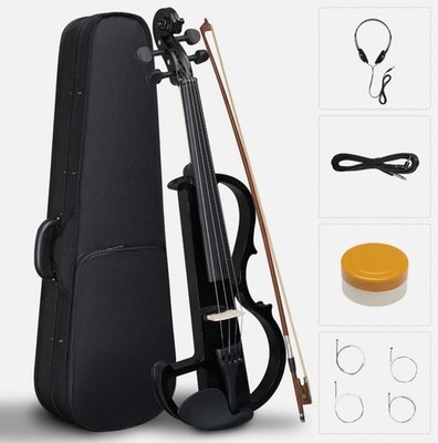 Ricard Bunnel Full Size 4/4 Electric Silent Violin w/ Case New! Black Sparkle
