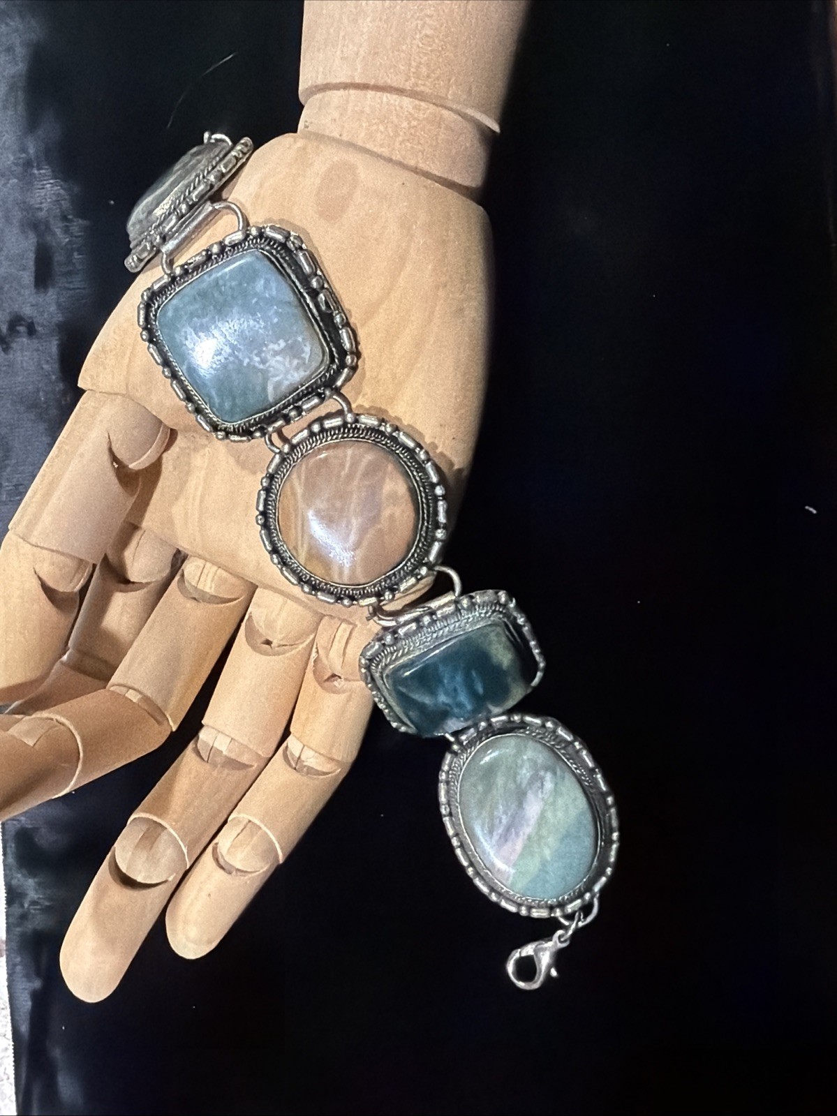 Vintage Multi-Stone Statement Bezeled Silver-tone… - image 20